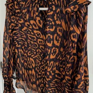 Leopard Print Sheer Blouse
